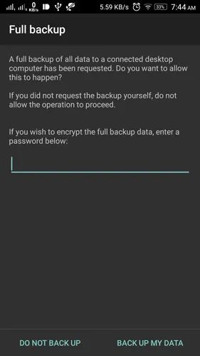 ADB backup permission